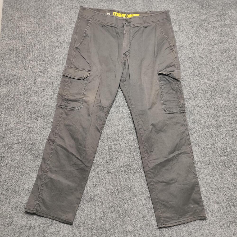 Lee Cargo Pants Mens 34x30 Gray Extreme Motion Stretch Canvas Workwear Comfort